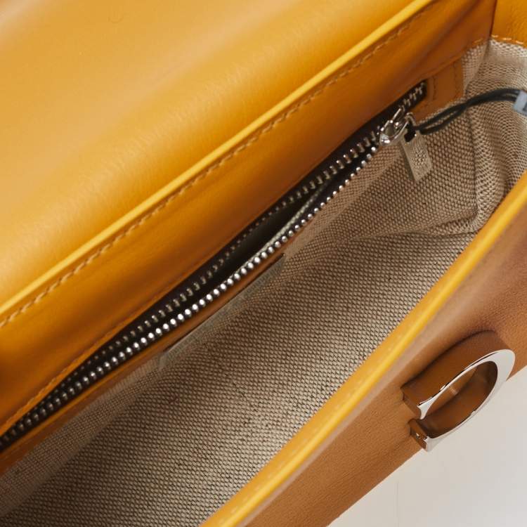 Pre Owned CH Carolina Herrera Mustard Leather Initials Insignia Shoulder Bag