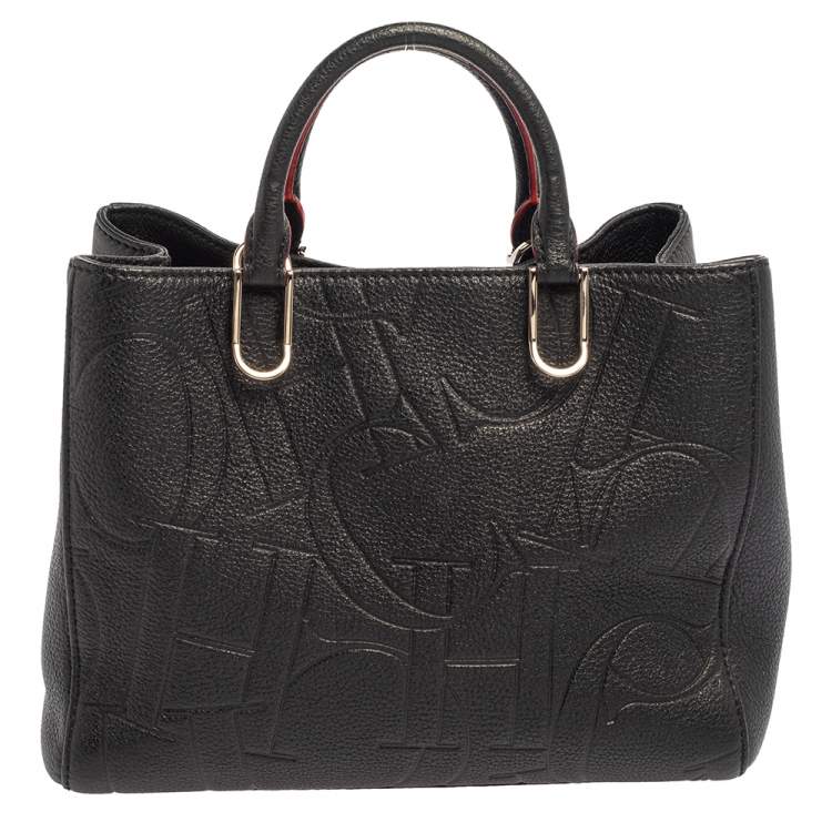 مملوكة مسبقًا CH Carolina Herrera Black Embossed Leather Charm Tote