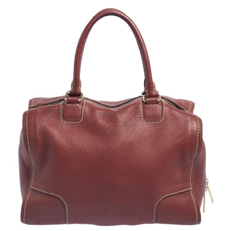 Pre Owned CH Carolina Herrera Red Leather Andy Satchel