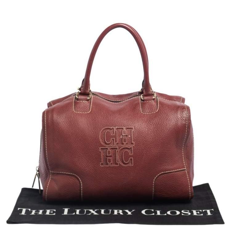 Pre Owned CH Carolina Herrera Red Leather Andy Satchel