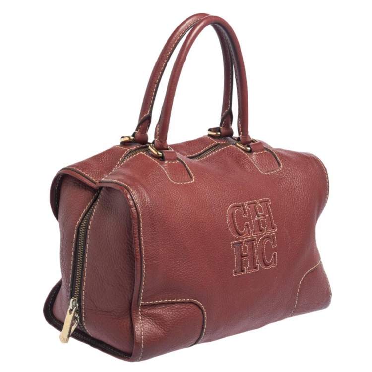 Pre Owned CH Carolina Herrera Red Leather Andy Satchel
