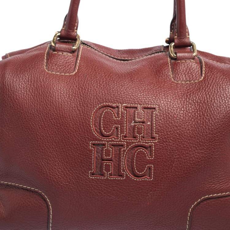 Pre Owned CH Carolina Herrera Red Leather Andy Satchel