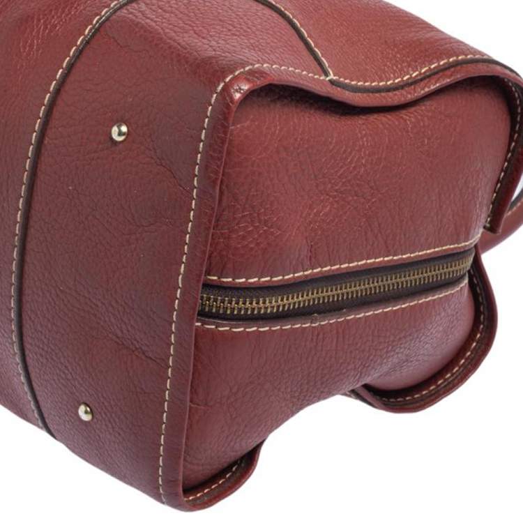 Pre Owned CH Carolina Herrera Red Leather Andy Satchel