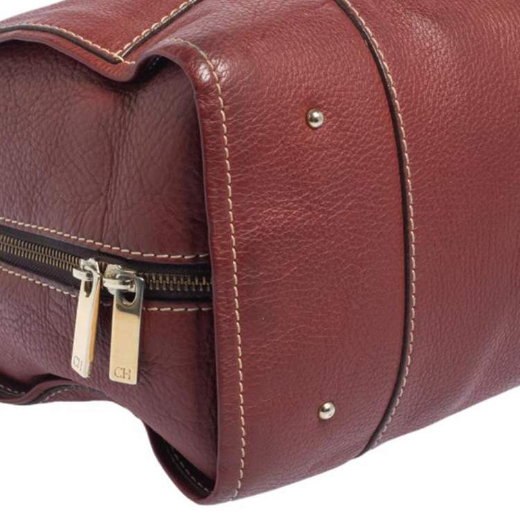 Pre Owned CH Carolina Herrera Red Leather Andy Satchel