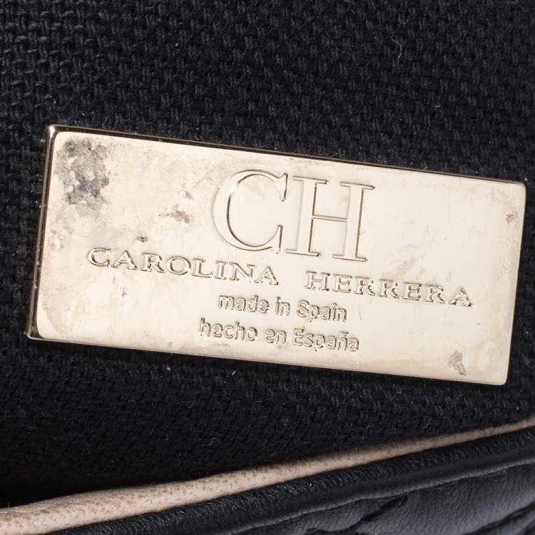 مملوكة مسبقًا CH Carolina Herrera Black Quilted Floral Leather Flap Chain Shoulder Bag