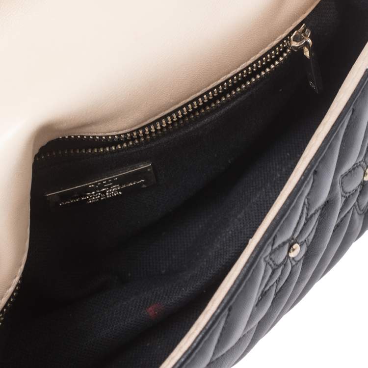 مملوكة مسبقًا CH Carolina Herrera Black Quilted Floral Leather Flap Chain Shoulder Bag