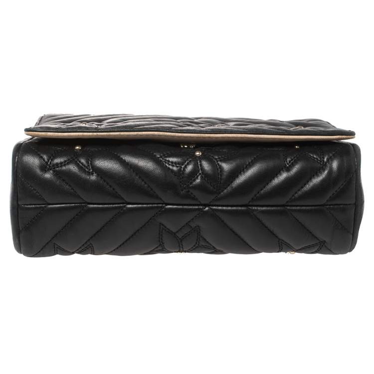 مملوكة مسبقًا CH Carolina Herrera Black Quilted Floral Leather Flap Chain Shoulder Bag