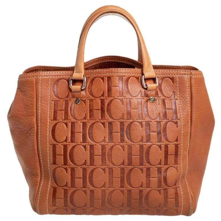 Pre Owned Carolina Herrera Brown Leather Andy Satchel 