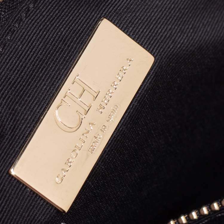 Pre Owned Carolina Herrera Black Quilted Leather Shopper Tote