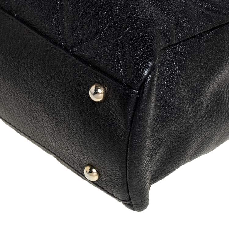 Pre Owned Carolina Herrera Black Quilted Leather Shopper Tote