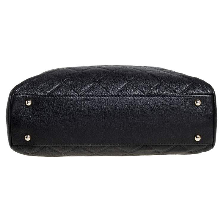 Pre Owned Carolina Herrera Black Quilted Leather Shopper Tote