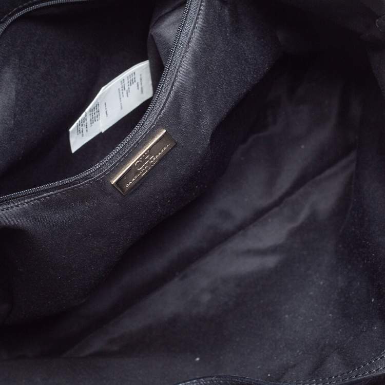 Pre Owned CH Carolina Herrera Black/Gold Leather, Fabric Tote