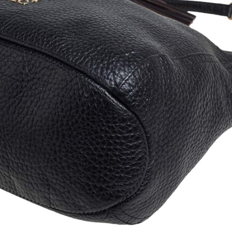 Pre Owned Carolina Herrera Black Leather Tassel Chain Hobo