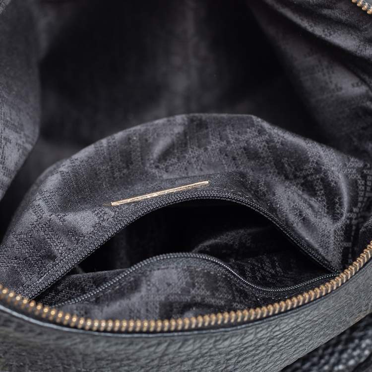 Pre Owned Carolina Herrera Black Leather Tassel Chain Hobo