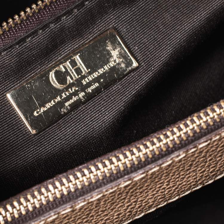 Pre Owned Carolina Herrera Beige Leather Small Matteo Tote