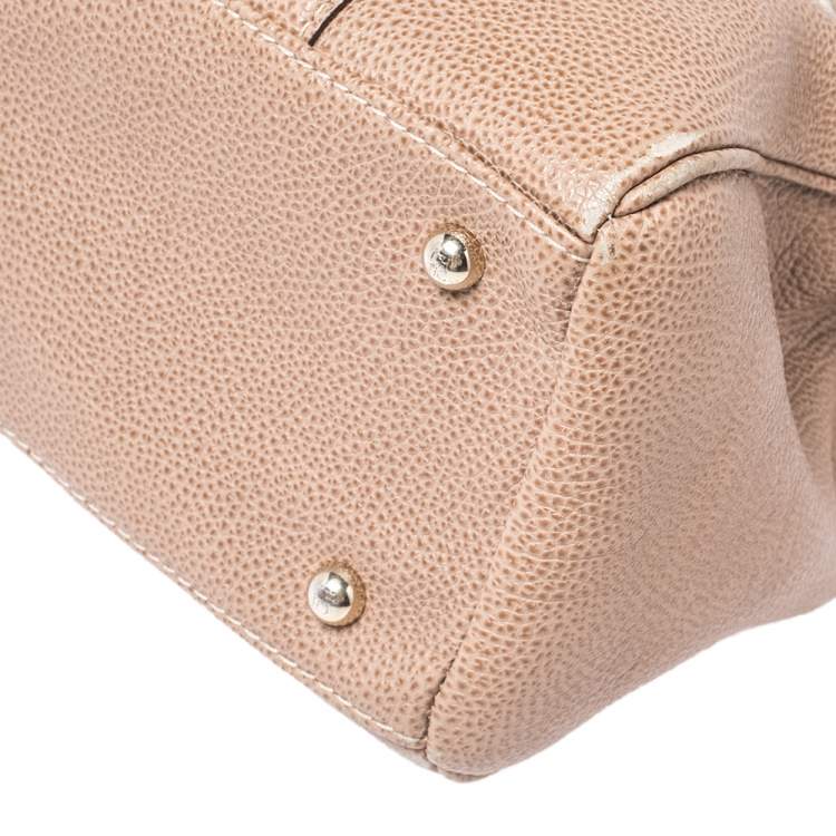 Pre Owned Carolina Herrera Beige Leather Small Matteo Tote