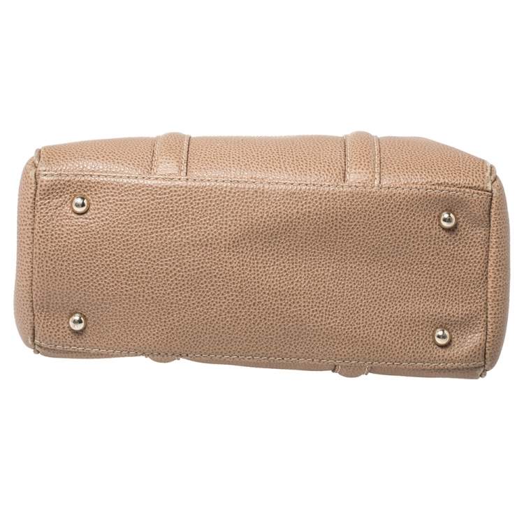 Pre Owned Carolina Herrera Beige Leather Small Matteo Tote