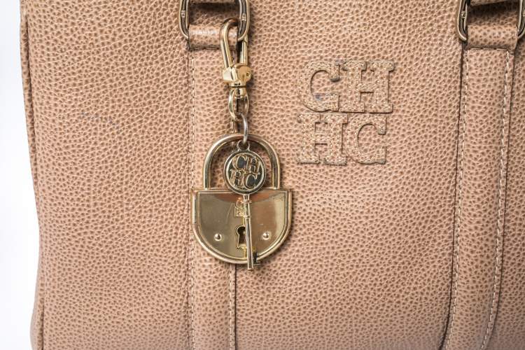 Pre Owned Carolina Herrera Beige Leather Small Matteo Tote