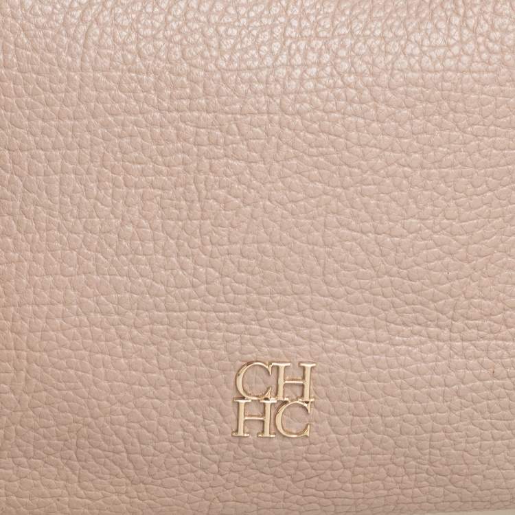 Pre Owned Carolina Herrera Beige Leather Chain Tassel Hobo