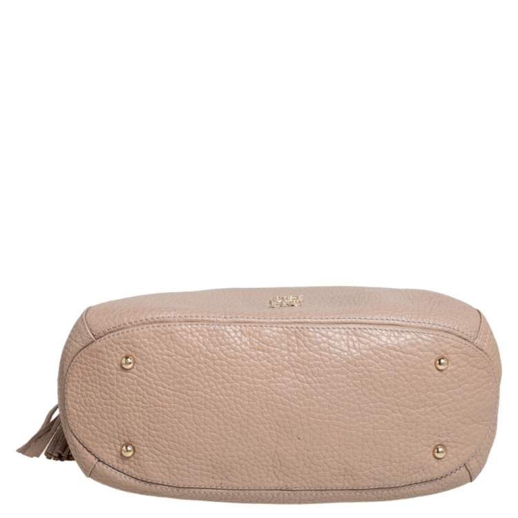 Pre Owned Carolina Herrera Beige Leather Chain Tassel Hobo