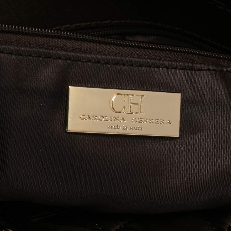 Pre Owned CH Carolina Herrera Brown Quilted Satin Chain Handle Tote