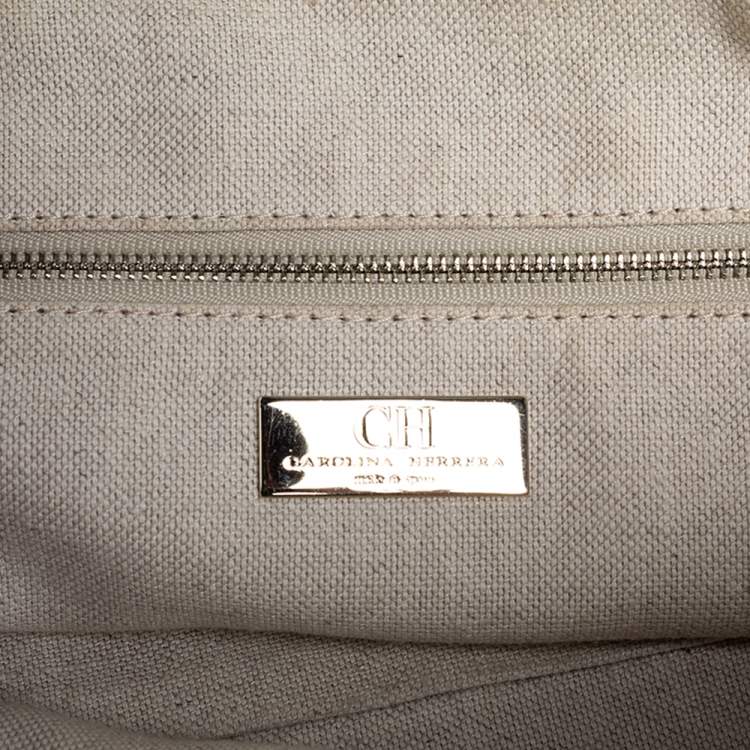 Pre Owned Carolina Herrera Brown Monogram Nubuck and Leather Dome Satchel