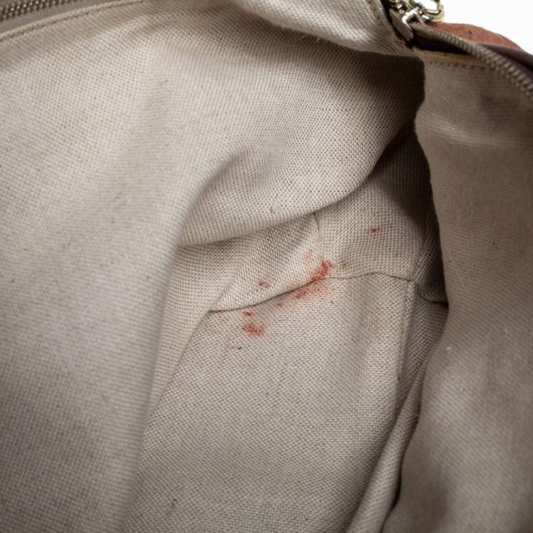 Pre Owned Carolina Herrera Brown Monogram Nubuck and Leather Dome Satchel