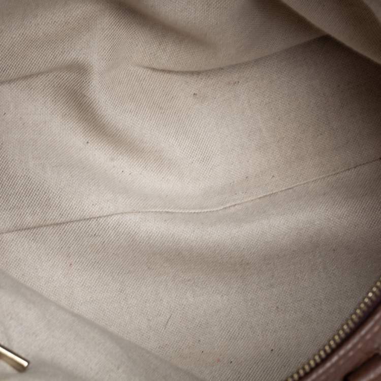 Pre Owned Carolina Herrera Brown Monogram Nubuck and Leather Dome Satchel