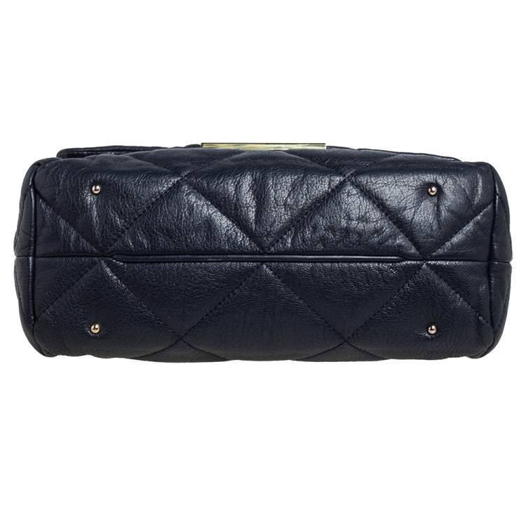 Pre Owned CH Carolina Herrera Black CH Embossed Leather Flap Chain Shoulder Bag