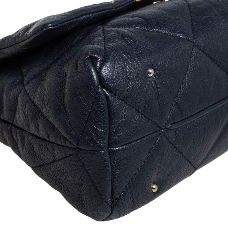 Pre Owned CH Carolina Herrera Black CH Embossed Leather Flap Chain Shoulder Bag