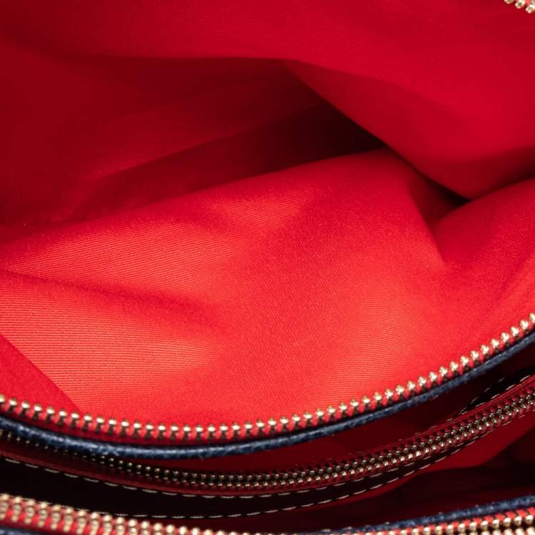 Pre Owned CH Carolina Herrera Dark Blue/Red Leather Matteo Tote