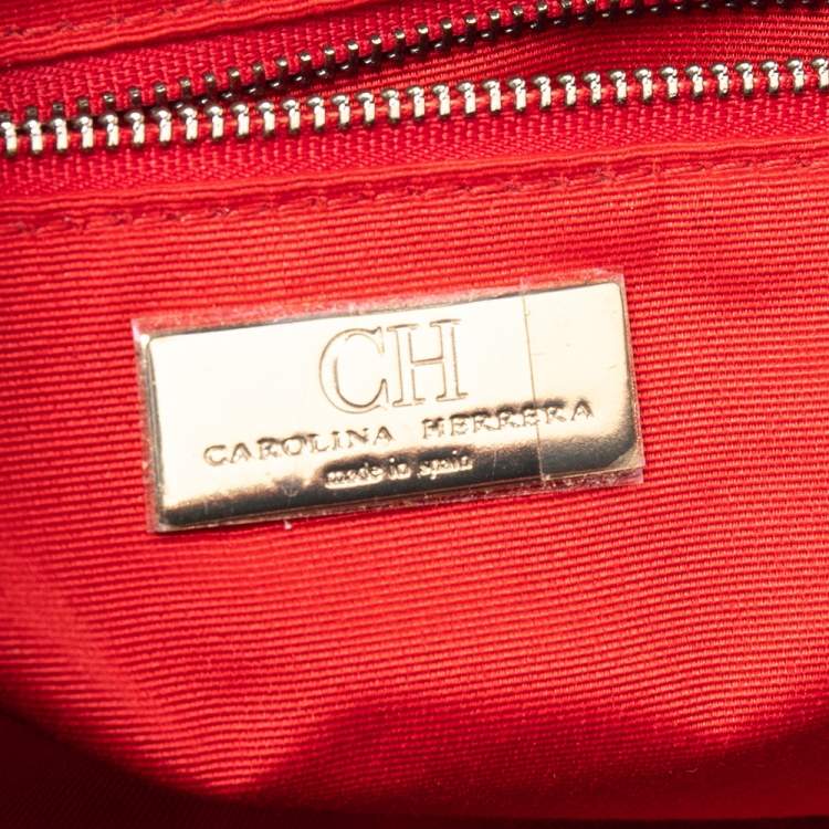 Pre Owned CH Carolina Herrera Dark Blue/Red Leather Matteo Tote