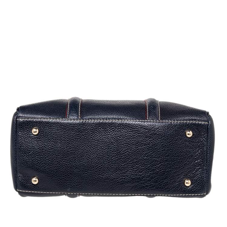 Pre Owned CH Carolina Herrera Dark Blue/Red Leather Matteo Tote