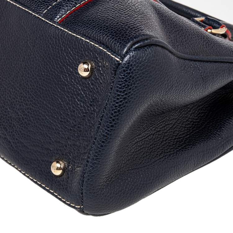 Pre Owned CH Carolina Herrera Dark Blue/Red Leather Matteo Tote