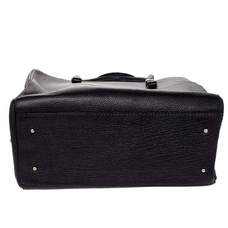 Pre Owned CH Carolina Herrera Black Leather Zip Satchel