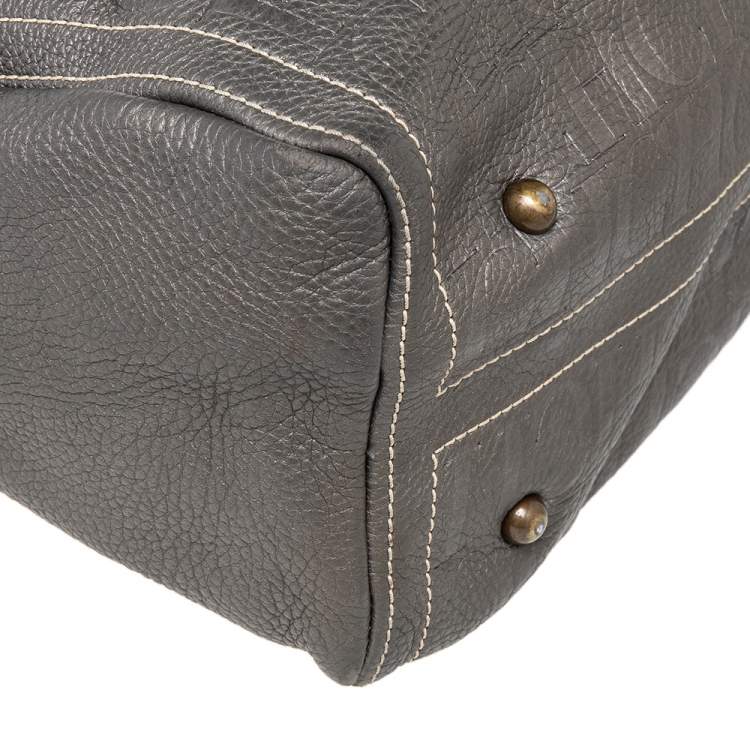 Pre Owned CH Carolina Herrera Grey Leather Large Andy Boston Bag