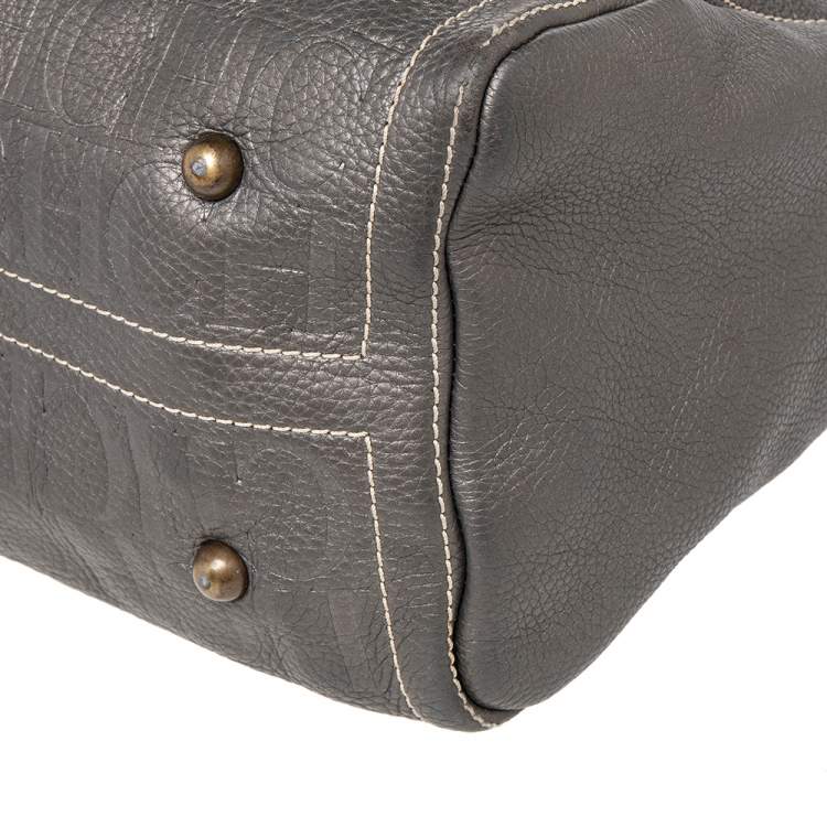 Pre Owned CH Carolina Herrera Grey Leather Large Andy Boston Bag