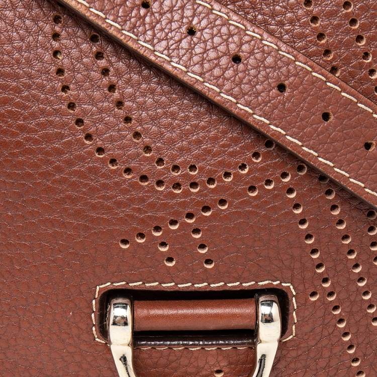Pre Owned CH Carolina Herrera Brown Leather Flap Crossbody Bag