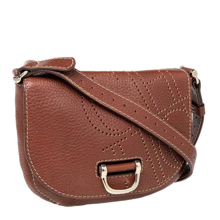 Pre Owned CH Carolina Herrera Brown Leather Flap Crossbody Bag