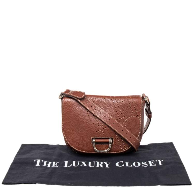 Pre Owned CH Carolina Herrera Brown Leather Flap Crossbody Bag