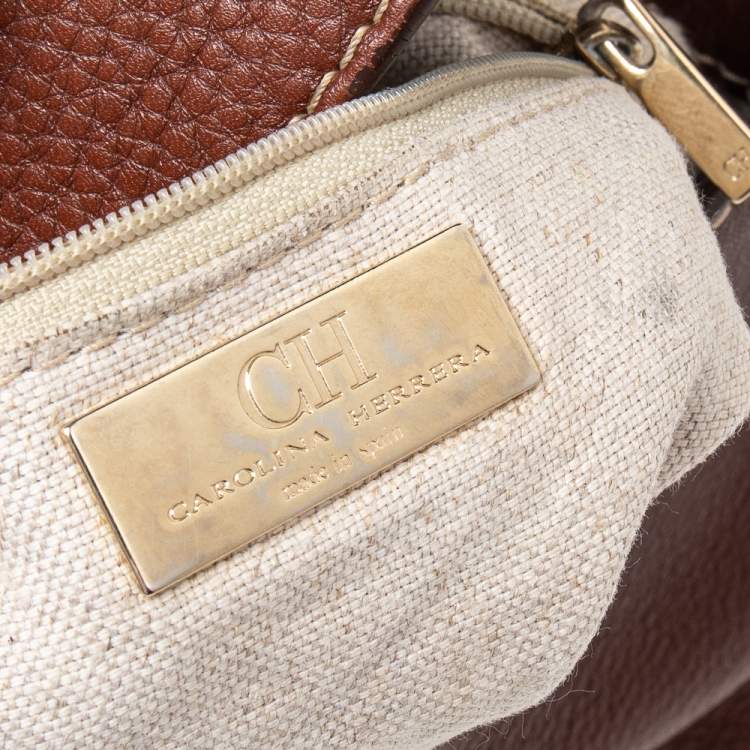 Pre Owned CH Carolina Herrera Brown Leather Flap Crossbody Bag
