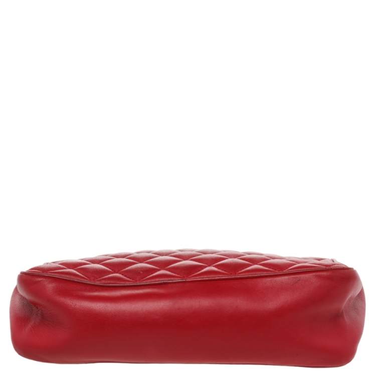 Pre Owned CH Carolina Herrera Red Quilted Leather Flap Crossbody Bag