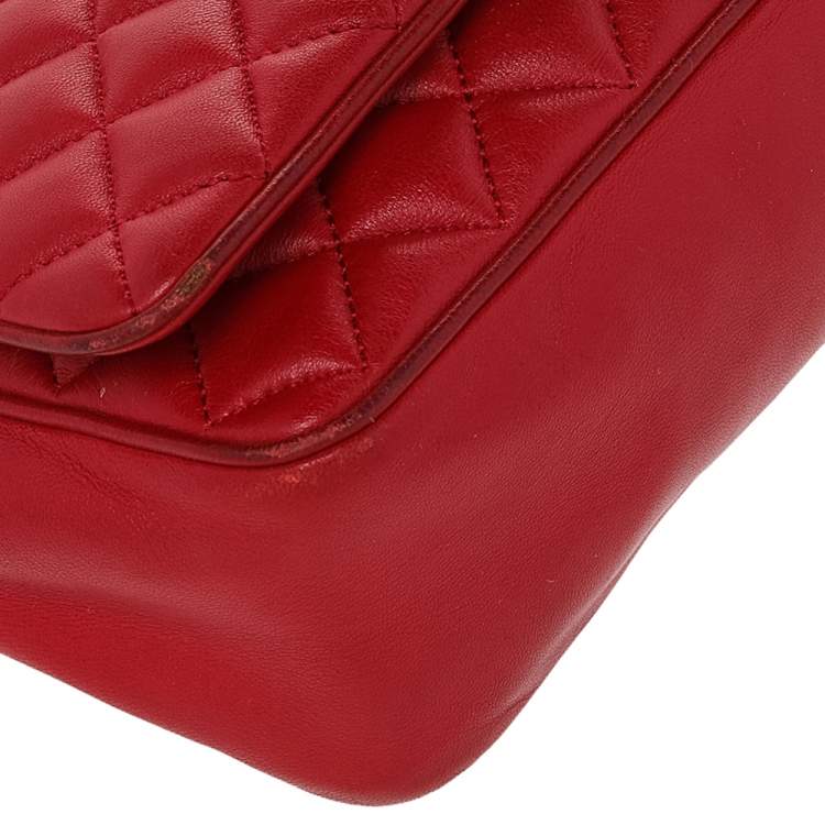 Pre Owned CH Carolina Herrera Red Quilted Leather Flap Crossbody Bag
