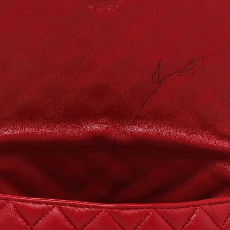 Pre Owned CH Carolina Herrera Red Quilted Leather Flap Crossbody Bag