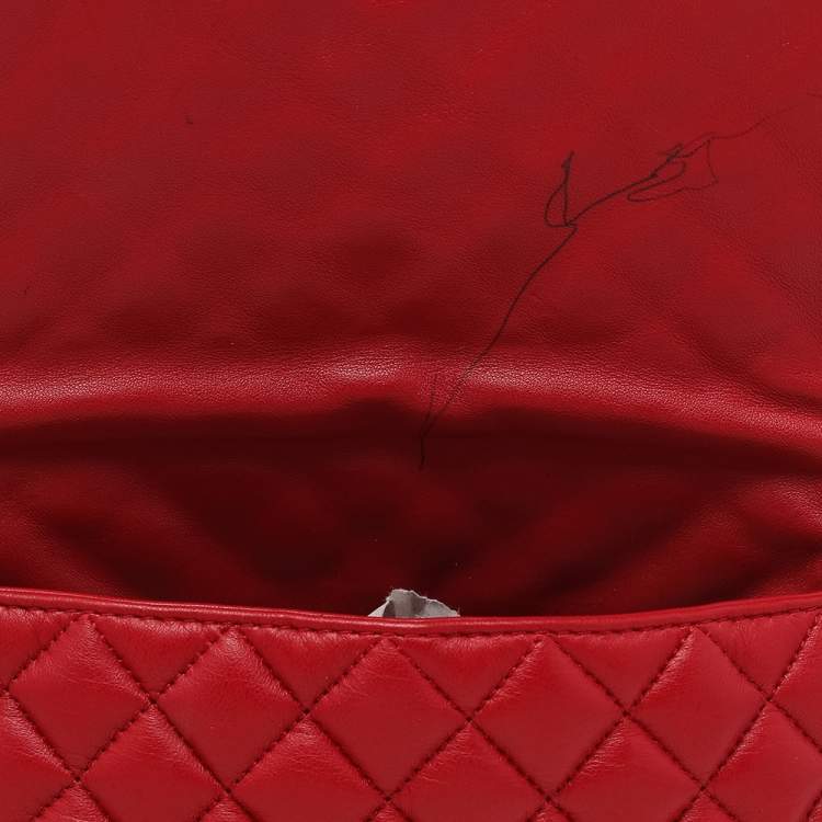 Pre Owned CH Carolina Herrera Red Quilted Leather Flap Crossbody Bag