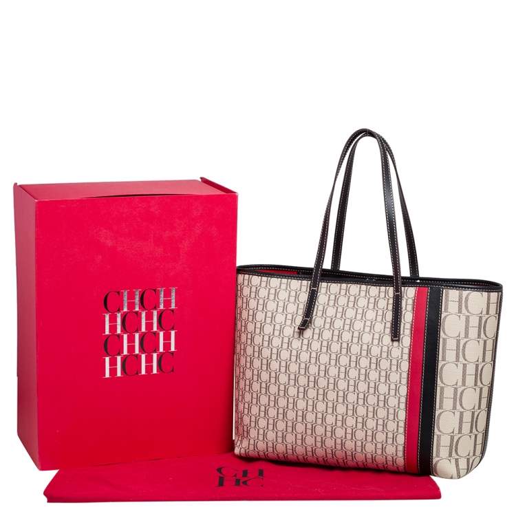Pre Owned CH Carolina Herrera Multicolor Monogram Canvas and Leather Shopper Tote