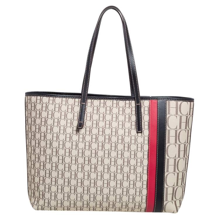 Pre Owned CH Carolina Herrera Multicolor Monogram Canvas and Leather Shopper Tote