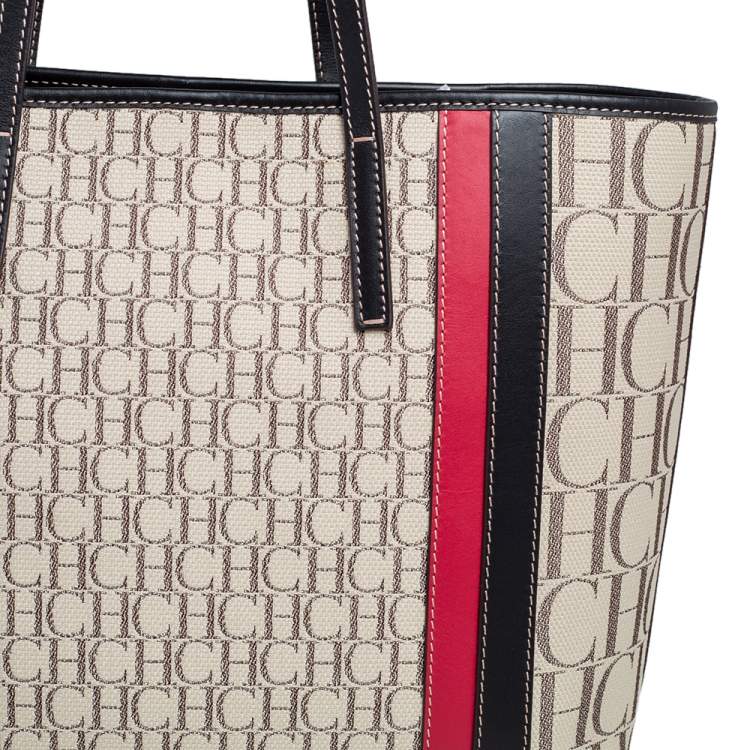 Pre Owned CH Carolina Herrera Multicolor Monogram Canvas and Leather Shopper Tote