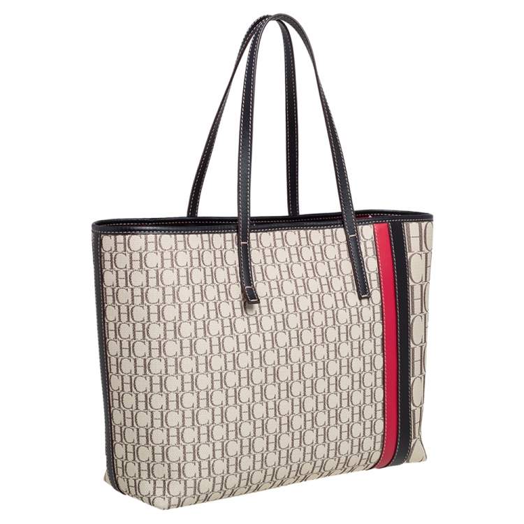 Pre Owned CH Carolina Herrera Multicolor Monogram Canvas and Leather Shopper Tote