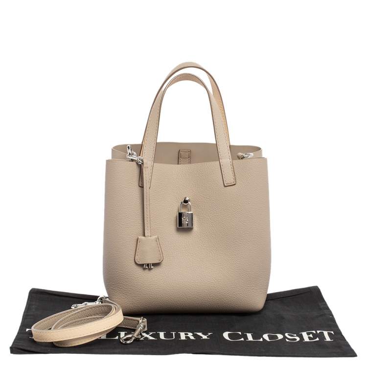 Pre Owned Carolina Herrera Grey Leather Small Matryoshka Locked Tote